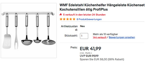 WMF 18.7152.9990 Profi Plus Küchenhelfer-Set 6-teilig, Edelstahl WMF 18.7152.9990 Profi Plus Küchenhelfer-Set 6-teilig, Edelstahl