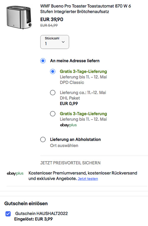 WMF Bueno Pro Toaster (Edelstahl, 2 Scheiben) - jetzt 10% billiger WMF Bueno Pro Toaster (Edelstahl, 2 Scheiben) - jetzt 10% billiger