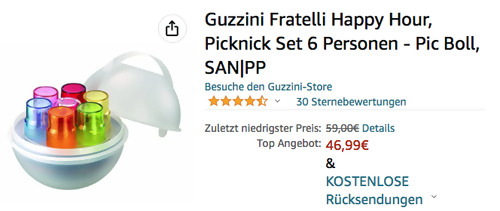 Guzzini 06430152 Fratelli Happy Hour Picknick-Set "Pic Boll", 6 Personen - jetzt 20% billiger