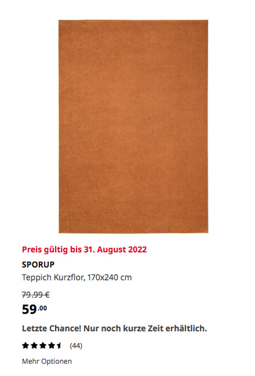 IKEA Bremerhaven - SPORUP Teppich Kurzflor, braun, 170x240 cm - jetzt 26% billiger