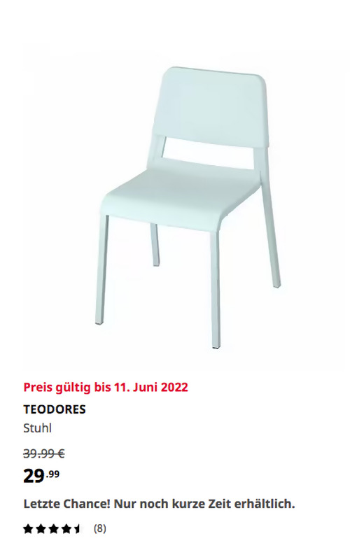 IKEA Brinkum - TEODORES Stuhl, helltürkis  - jetzt 25% billiger