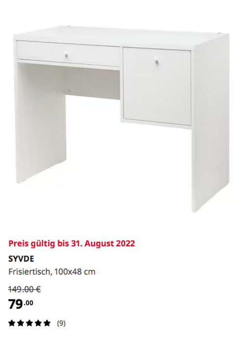 IKEA Mannheim - SYVDE Frisiertisch, weiß, 100x48 cm IKEA Mannheim - SYVDE Frisiertisch, weiß, 100x48 cm