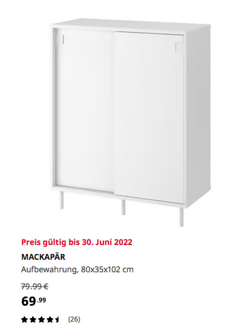 IKEA Osnabrück - MACKAPÄR Aufbewahrung, weiß, 80x35x102 cm - jetzt 13% billiger