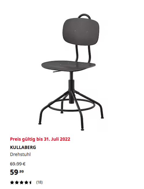 IKEA Sindelfingen - KULLABERG Drehstuhl, schwarz, Birkenfurnier IKEA Sindelfingen - KULLABERG Drehstuhl, schwarz, Birkenfurnier