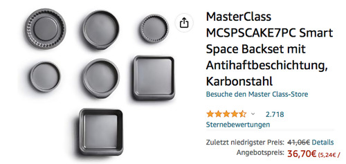 MasterClass MCSPSCAKE7PC 7-tlg. Smart Space Backset, Karbonstahl MasterClass MCSPSCAKE7PC 7-tlg. Smart Space Backset, Karbonstahl