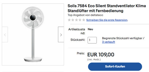 Solis 7584 Eco Silent Standventilator, 88 cm hoch - jetzt 22% billiger Solis 7584 Eco Silent Standventilator, 88 cm hoch - jetzt 22% billiger