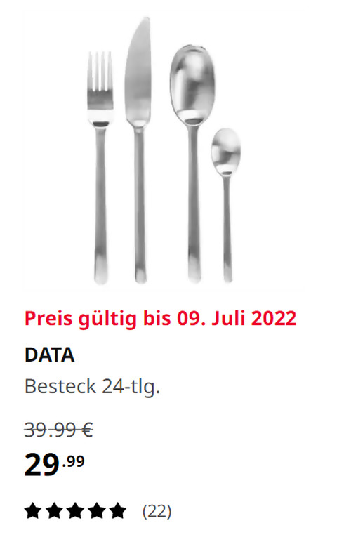 IKEA Brinkum - DATA Besteck 24-tlg., Edelstahl - jetzt 25% billiger IKEA Brinkum - DATA Besteck 24-tlg., Edelstahl - jetzt 25% billiger