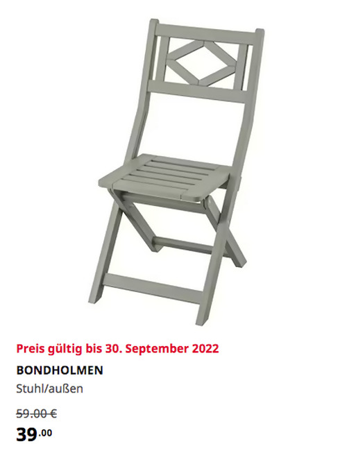 IKEA Hamburg-Altona - BONDHOLMEN Stuhl/außen, faltbar/grau, massives Eukalyptusholz IKEA Hamburg-Altona - BONDHOLMEN Stuhl/außen, faltbar/grau, massives Eukalyptusholz