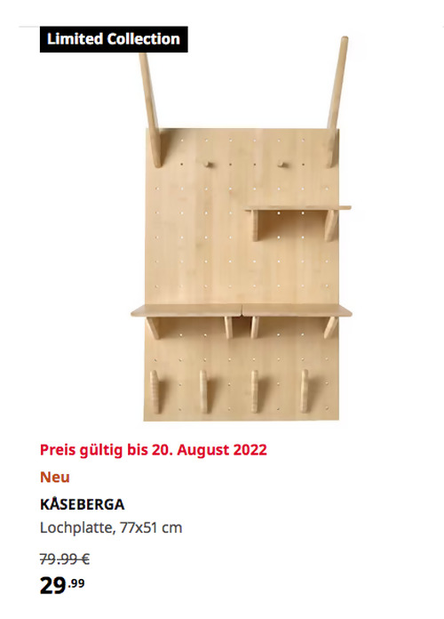 IKEA Hamburg-Schnelsen - KÅSEBERGA Lochplatte, Bambus, 77x51 cm IKEA Hamburg-Schnelsen - KÅSEBERGA Lochplatte, Bambus, 77x51 cm