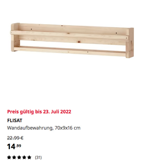 IKEA Sindelfingen FLISAT Wandaufbewahrung, 70x9x16 cm, massive Kiefer - jetzt 35% billiger IKEA Sindelfingen FLISAT Wandaufbewahrung, 70x9x16 cm, massive Kiefer - jetzt 35% billiger