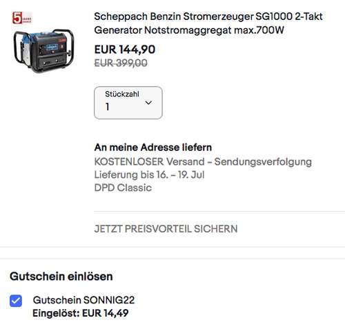 Scheppach SG1000 Benzin Stromerzeuger, max. 700W Scheppach SG1000 Benzin Stromerzeuger, max. 700W