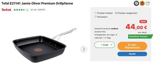 Tefal E21141 Jamie Oliver Premium Grillpfanne, 23 x 27 cm Tefal E21141 Jamie Oliver Premium Grillpfanne, 23 x 27 cm