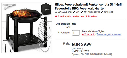 tillvex TVFESL-003 3in1Feuerschale mit Funkenschutz, 54,5 cm Rund tillvex TVFESL-003 3in1Feuerschale mit Funkenschutz, 54,5 cm Rund