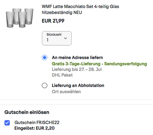 WMF Latte Macchiato 4-tlg. Set (Glas, 275 ml) WMF Latte Macchiato 4-tlg. Set (Glas, 275 ml)