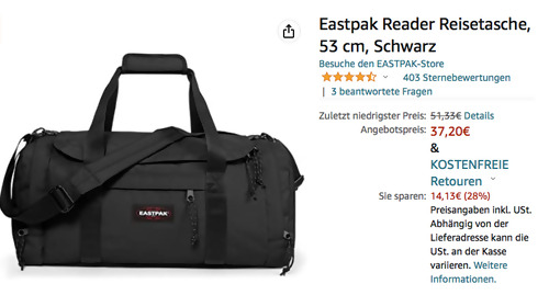Eastpak EK81D008 Reader S Reisetasche, 53 cm Eastpak EK81D008 Reader S Reisetasche, 53 cm