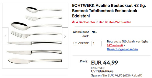 ECHTWERK Avelino Besteckset 42 tlg., Edelstahl ECHTWERK Avelino Besteckset 42 tlg., Edelstahl