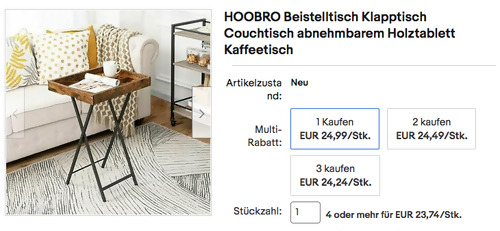 HOOBRO EBF29BZ01 Beistelltisch/Klapptisch mit Tablett, 51 x 39 x 70 cm - jetzt 17% billiger HOOBRO EBF29BZ01 Beistelltisch/Klapptisch mit Tablett, 51 x 39 x 70 cm - jetzt 17% billiger