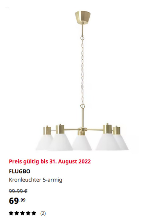 IKEA Bielefeld - FLUGBO Kronleuchter 5-armig, messingfarben/Glas IKEA Bielefeld - FLUGBO Kronleuchter 5-armig, messingfarben/Glas