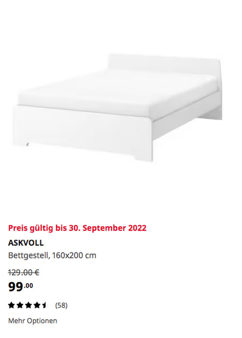 IKEA Düsseldorf - ASKVOLL Bettgestell, weiß, 160x200 cm IKEA Düsseldorf - ASKVOLL Bettgestell, weiß, 160x200 cm