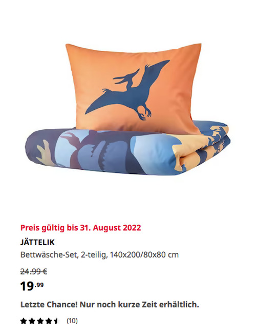 IKEA Düsseldorf - JÄTTELIK Bettwäsche-Set, 2-teilig, Dinosaurier im Sonnenaufgang orange/blau, 140x200/80x80 cm - jetzt 20% billiger IKEA Düsseldorf - JÄTTELIK Bettwäsche-Set, 2-teilig, Dinosaurier im Sonnenaufgang orange/blau, 140x200/80x80 cm - jetzt 20% billiger