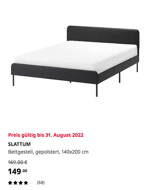 IKEA Hamburg-Moorfleet - SLATTUM Bettgestell, gepolstert, Bomstad schwarz, 140x200 cm - jetzt 12% billiger IKEA Hamburg-Moorfleet - SLATTUM Bettgestell, gepolstert, Bomstad schwarz, 140x200 cm - jetzt 12% billiger