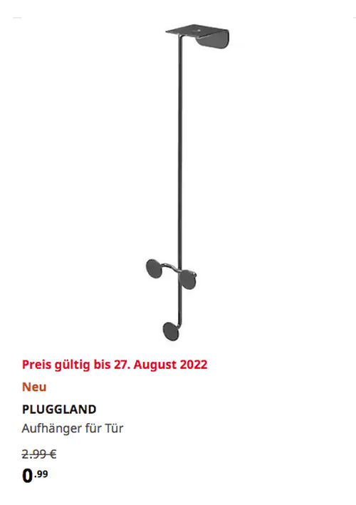 IKEA Hamburg-Schnelsen - PLUGGLAND Aufhänger für Tür, 30 cm hoch IKEA Hamburg-Schnelsen - PLUGGLAND Aufhänger für Tür, 30 cm hoch