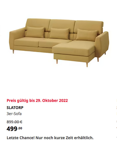 IKEA Kaarst - SLATORP 3er-Sofa, mit Récamiere rechts gelb, 276 cm breit - jetzt 44% billiger IKEA Kaarst - SLATORP 3er-Sofa, mit Récamiere rechts gelb, 276 cm breit - jetzt 44% billiger