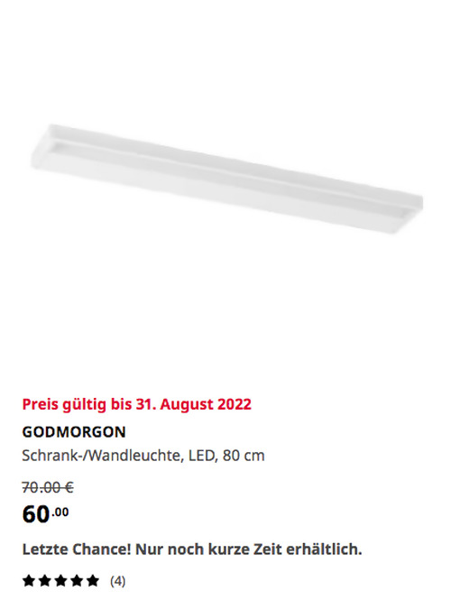 IKEA Kassel - GODMORGON Schrank-/Wandleuchte, LED, weiß, 80 cm  - jetzt 14% billiger IKEA Kassel - GODMORGON Schrank-/Wandleuchte, LED, weiß, 80 cm  - jetzt 14% billiger
