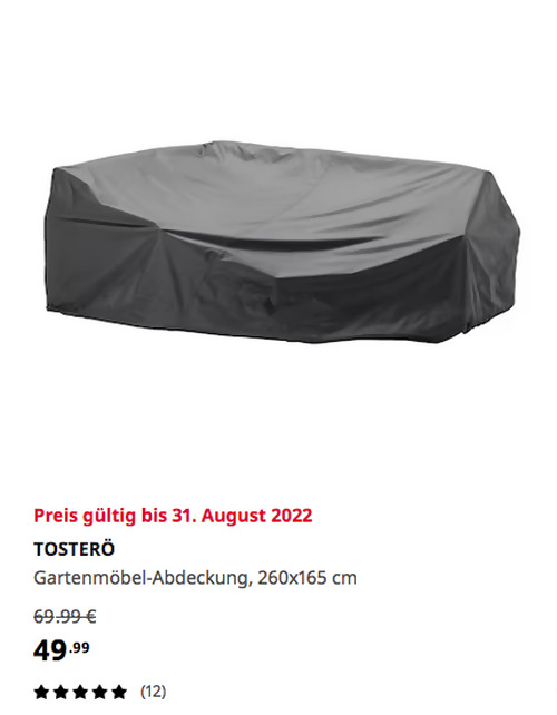 IKEA Koblenz - TOSTERÖ Gartenmöbel-Abdeckung, Sofa/schwarz, 260x165 cm IKEA Koblenz - TOSTERÖ Gartenmöbel-Abdeckung, Sofa/schwarz, 260x165 cm