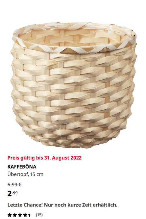 IKEA Mannheim - KAFFEBÖNA Übertopf, Bambus, 15 cm IKEA Mannheim - KAFFEBÖNA Übertopf, Bambus, 15 cm