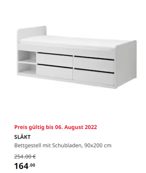IKEA Sindelfingen - SLÄKT Bettgestell mit Schubladen, weiß, 90x200 cm IKEA Sindelfingen - SLÄKT Bettgestell mit Schubladen, weiß, 90x200 cm