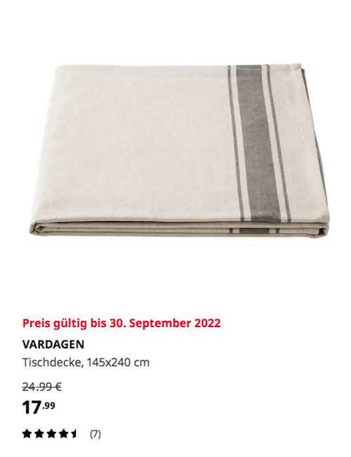 IKEA Wuppertal - VARDAGEN Tischdecke, beige, 145x240 cm, 52% Leinen, 48% Baumwolle IKEA Wuppertal - VARDAGEN Tischdecke, beige, 145x240 cm, 52% Leinen, 48% Baumwolle