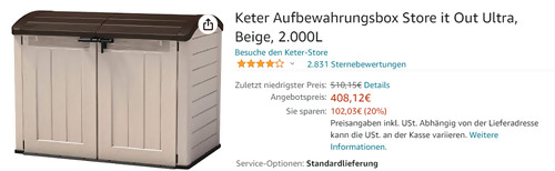 Keter 2000 Liter Aufbewahrungsbox Store it Out Ultra, beige Keter 2000 Liter Aufbewahrungsbox Store it Out Ultra, beige