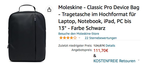 Moleskine Classic Pro Device Bag - bis 13 Zoll vertikale Laptoptasche, schwarz Moleskine Classic Pro Device Bag - bis 13 Zoll vertikale Laptoptasche, schwarz