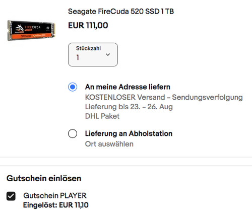 Seagate FireCuda 520 M.2 2280 1TB SSD Festplatte Seagate FireCuda 520 M.2 2280 1TB SSD Festplatte