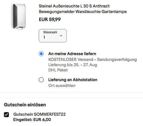 Steinel Sensor-Außenleuchte L 30 S, E27-Fassung Steinel Sensor-Außenleuchte L 30 S, E27-Fassung