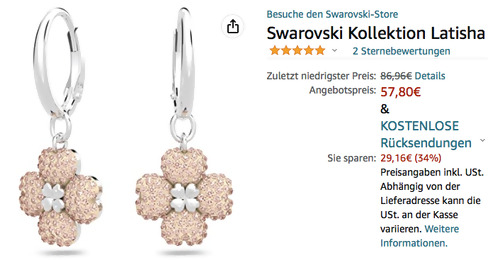 Swarovski 5636485 Latisha Ohrringe, 3.1 x 1.3 cm Swarovski 5636485 Latisha Ohrringe, 3.1 x 1.3 cm