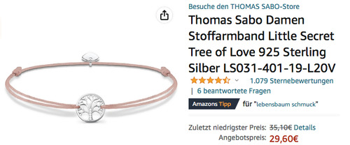 Thomas Sabo "Little Secret Tree of Love" Damen Stoffarmband (925 Sterling Silber, Stoff) Thomas Sabo "Little Secret Tree of Love" Damen Stoffarmband (925 Sterling Silber, Stoff)