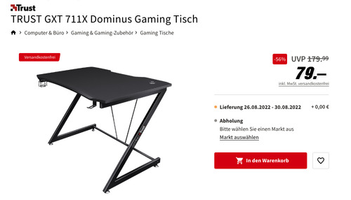 TRUST GXT 711X Dominus Gaming Tisch (112 × 72 cm, PU-Beschichtung) TRUST GXT 711X Dominus Gaming Tisch (112 × 72 cm, PU-Beschichtung)