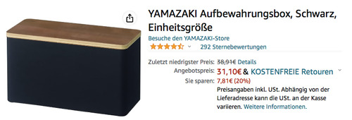 YAMAZAKI 4807 Aufbewahrungsbox in Schwarz, L 23 x B 10,5 x H 14 cm YAMAZAKI 4807 Aufbewahrungsbox in Schwarz, L 23 x B 10,5 x H 14 cm