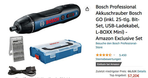Bosch Professional Akkuschrauber GO inkl. 25-tlg. Bit-Set (Amazon Exclusive Set) Bosch Professional Akkuschrauber GO inkl. 25-tlg. Bit-Set (Amazon Exclusive Set)