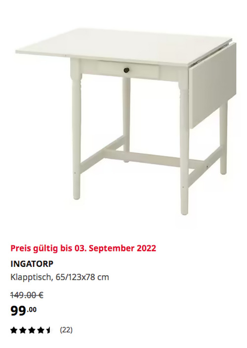 IKEA Berlin-Spandau - INGATORP Klapptisch, weiß, 65/123/78 cm - jetzt 34% billiger IKEA Berlin-Spandau - INGATORP Klapptisch, weiß, 65/123/78 cm - jetzt 34% billiger