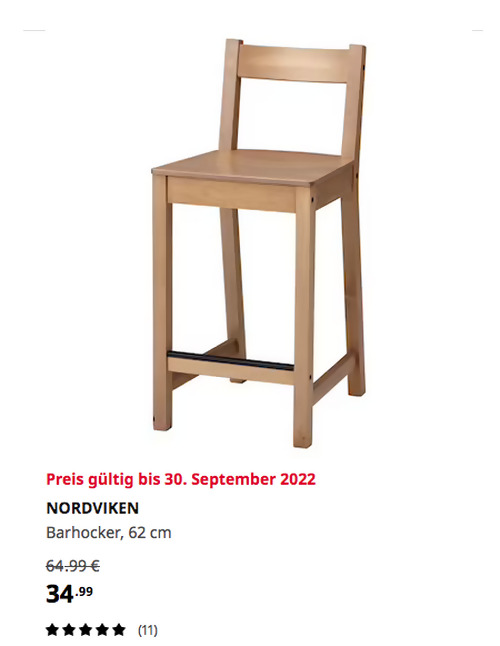 IKEA Braunschweig - NORDVIKEN Barhocker, Antikbeize, 62 cm, massive Kiefer - jetzt 46% billiger IKEA Braunschweig - NORDVIKEN Barhocker, Antikbeize, 62 cm, massive Kiefer - jetzt 46% billiger