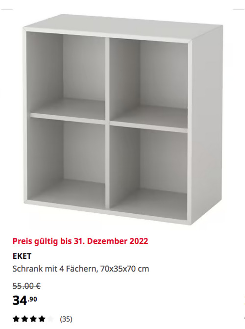 IKEA Frankfurt - EKET Schrank mit 4 Fächern, hellgrau, 70x35x70 cm IKEA Frankfurt - EKET Schrank mit 4 Fächern, hellgrau, 70x35x70 cm