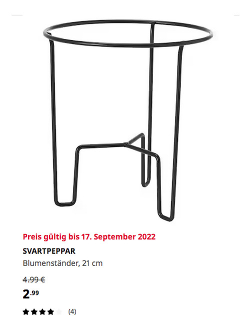 IKEA Hamburg-Schnelsen - SVARTPEPPAR Blumenständer, drinnen/draußen schwarz, 21 cm IKEA Hamburg-Schnelsen - SVARTPEPPAR Blumenständer, drinnen/draußen schwarz, 21 cm
