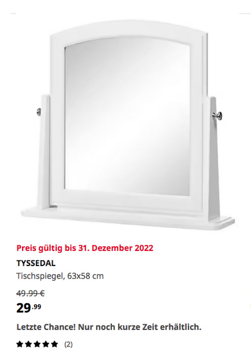 IKEA Ludwigsburg - TYSSEDAL Tischspiegel, weiß, 63x58 cm - jetzt 40% billiger IKEA Ludwigsburg - TYSSEDAL Tischspiegel, weiß, 63x58 cm - jetzt 40% billiger