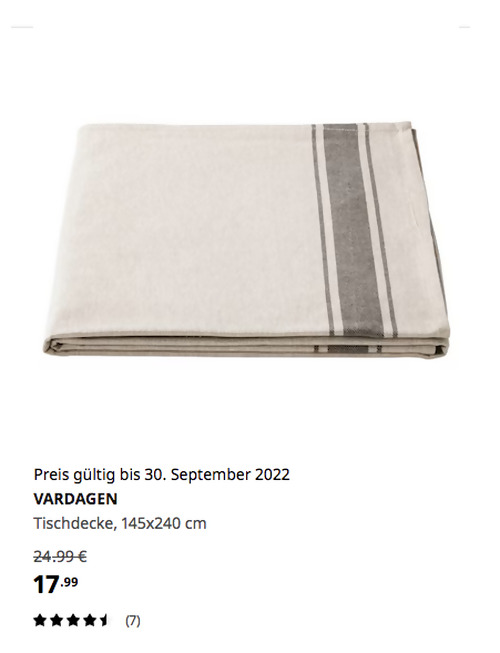 IKEA Wuppertal - VARDAGEN Tischdecke, beige, 145x240 cm, 52% Leinen, 48% Baumwolle IKEA Wuppertal - VARDAGEN Tischdecke, beige, 145x240 cm, 52% Leinen, 48% Baumwolle