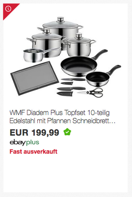 WMF 0730756040 Diadem Plus Topfset 10-teilig (4 x Töpfe, 2 x Pfannen, Schneidbrett, 2 x Messer, Schere) - jetzt 10% billiger
