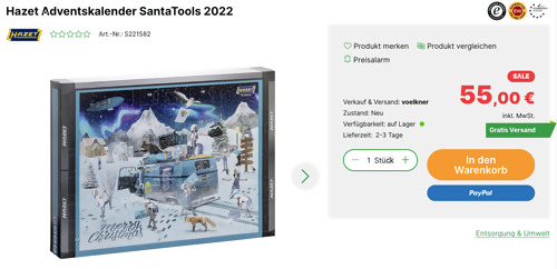 Hazet Adventskalender SantaTools 2022 (44-teilig, inkl. 1 Mini Akkuschrauber ) Hazet Adventskalender SantaTools 2022 (44-teilig, inkl. 1 Mini Akkuschrauber )