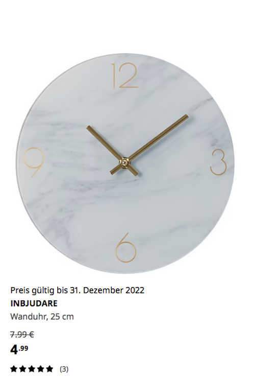 IKEA Berlin-Spandau - INBJUDARE Wanduhr, marmoriert/Glas, 25 cm - jetzt 38% billiger IKEA Berlin-Spandau - INBJUDARE Wanduhr, marmoriert/Glas, 25 cm - jetzt 38% billiger